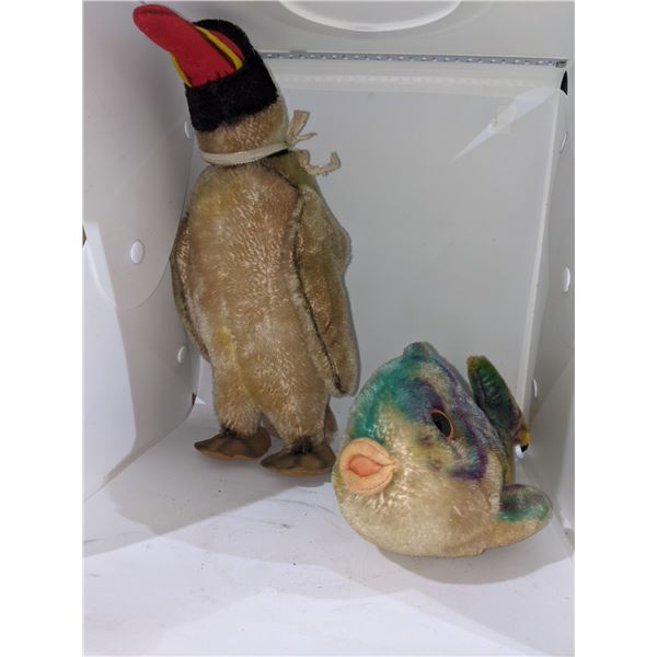 Peggy the penguin. Jocko the monkey and Flossy the fish - collectible stuffed toys STEIFF