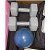 Image 2 : Lot of Weights Yoga Mat, First Aid Kits and misc swimming pool inflatables