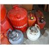 Image 3 : A large lot of Jerry cans (assorted sizes) and 2 small propane tanks