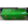 Image 1 : Metal toolbox with assorted tools and Addidas sports bag with tools and extension cord