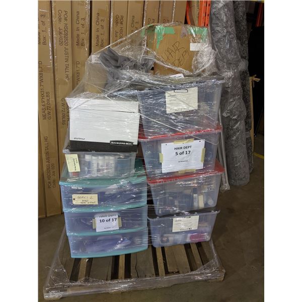 Pallet of hair salon items and miscellaneous