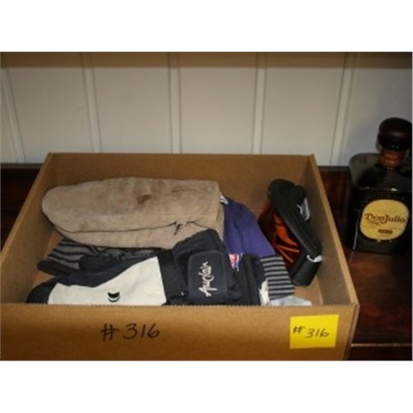 ASSORTED SKI GLOVES, TOQUES, GOGGLES