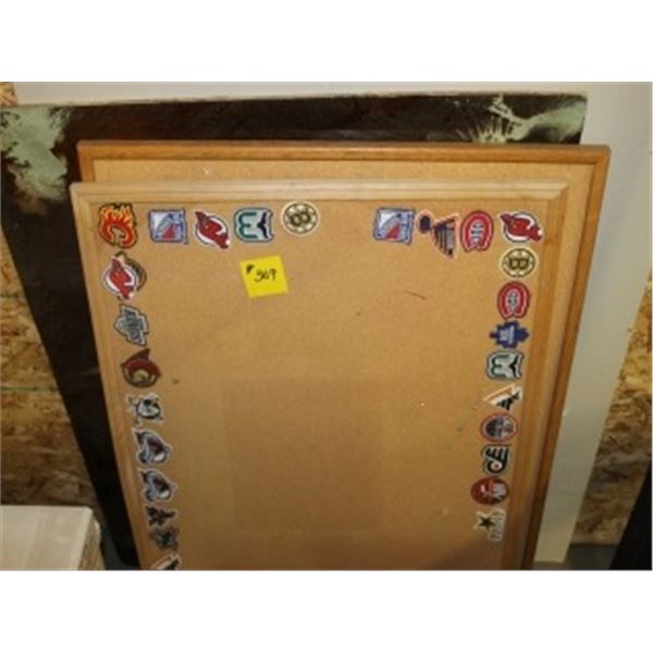 2 CORK BOARDS & ART PIECE