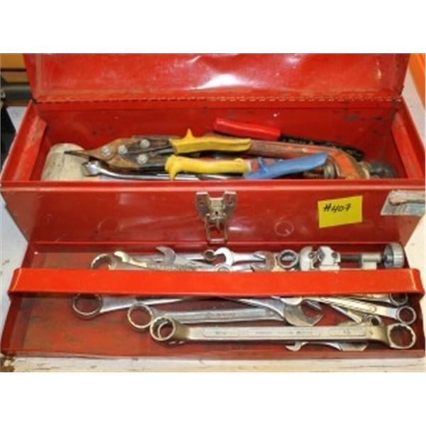 RED TOOL BOX C/W WRENCHES