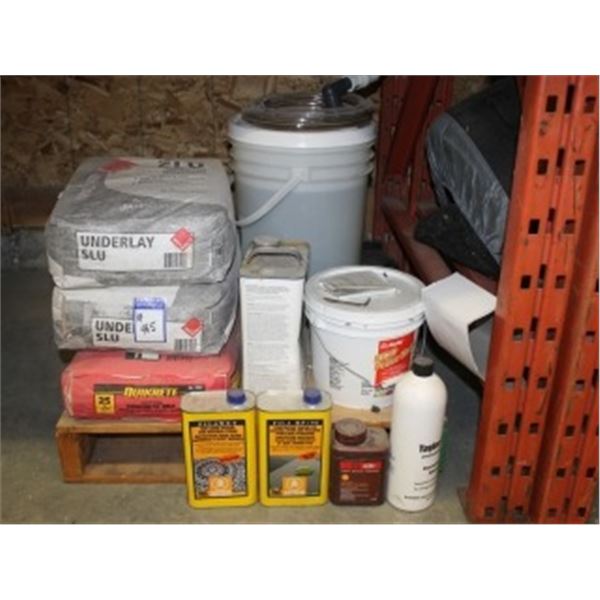 PALLET OF CONCRETE UNDERLAYMENT & STONE TILE FINISH