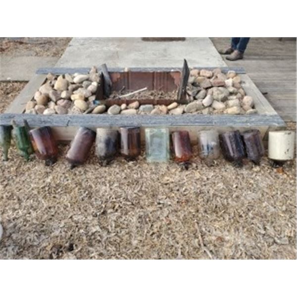 APPROX. 14 GLASS BOTTLES & JUGS