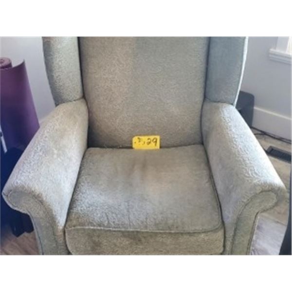 GREEN FABRIC ARM CHAIR