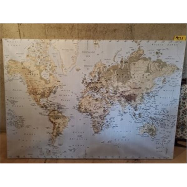 APPROX 4' X 6' WORLD WALL MAP