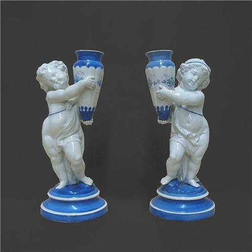 Pair Of French Porcelain Figurines Each W