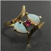 Image 2 : C. 1950 14k gold opal and ruby ring; cross