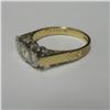 Image 2 : 18k gold and diamond three stone ring; mid