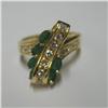 Image 1 : Emerald and diamond cluster ring with five