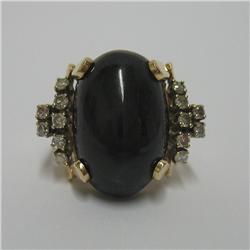 14k gold India black star and diamond ring