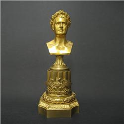 Miniature gilt bronze bust of Napoleon wea