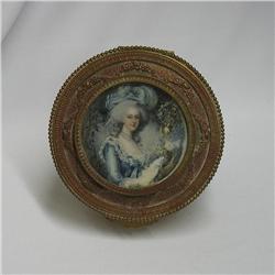 French round bronze dresser box with hand