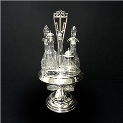 Victorian caster set; six cut and etched g