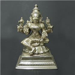 Solid silver figure of Durga, Indian Hindu