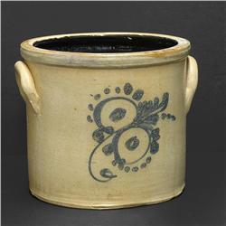 Salt glazed stoneware crock; cobalt blue s