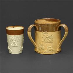 Two pieces of Doulton Lambeth ware includi