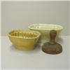 Image 2 : Two yellowware food molds and a wooden but