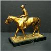 Image 1 : Gilt spelter statue of a polo player on ho
