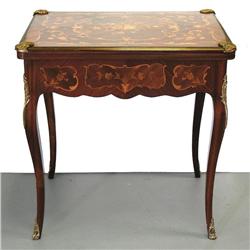 Louis XV style inlaid game table with lock
