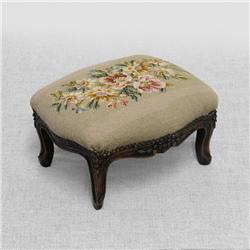 Louis XV style footstool with needlepoint