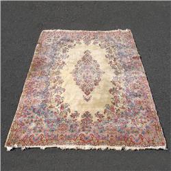 Hand tied Oriental rug "Kirman"; cream gro