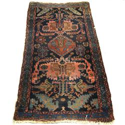 Hand tied Oriental rug; geometric design o