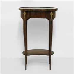 Inlaid kidney shaped pear wood stand; inla