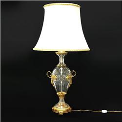 French cut crystal and bronze dore lamp; c