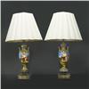 Image 1 : A pair of Maiolica pottery lamps in handle