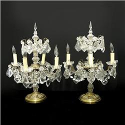 Pair of electrified candelabras; center fi