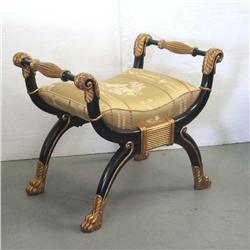 Gilt and painted curule chair with foliate
