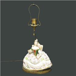 Sevres type French porcelain figural lamp;