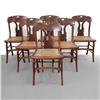 Image 1 : Set of six walnut side chairs; carved cres