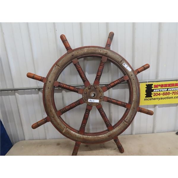 Ship Steering Wheel Wood & Cast- Wheel Handles 44" RD