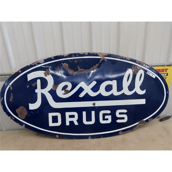 Rexall Drugs Porc Oval - 2 Sided Sign 29" x 57"