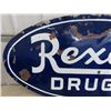 Image 2 : Rexall Drugs Porc Oval - 2 Sided Sign 29" x 57"