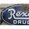 Image 5 : Rexall Drugs Porc Oval - 2 Sided Sign 29" x 57"