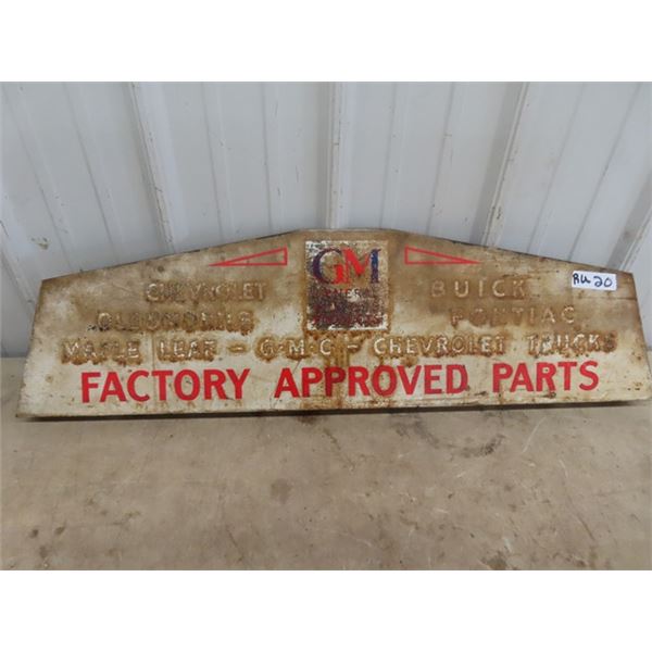 Metal General Motors Parts Cabinet Sign 10" x Up to 36"