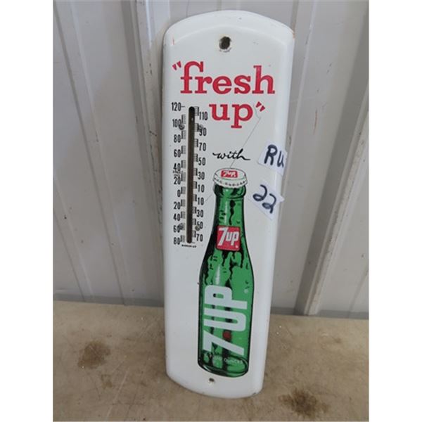 Metal 1969 7 UP Thermometer 5 " X 17"