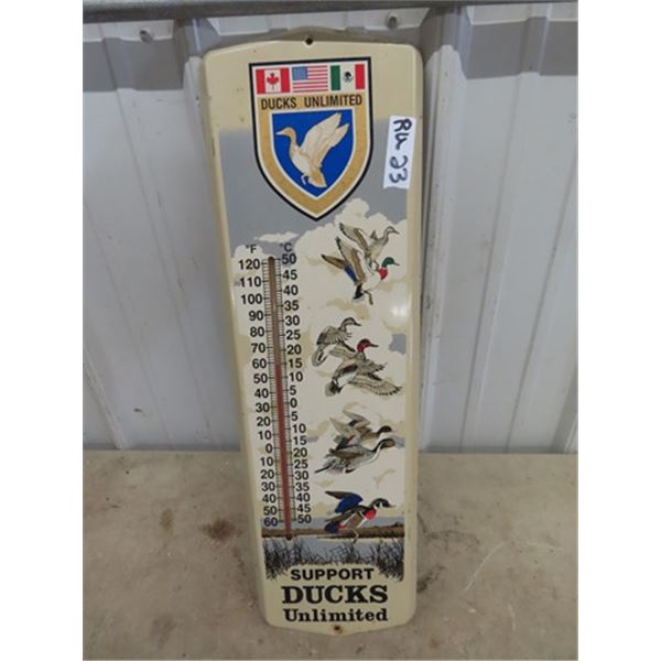 Metal Ducks Unlimited Thermometer 24" x 8" Great Graphics