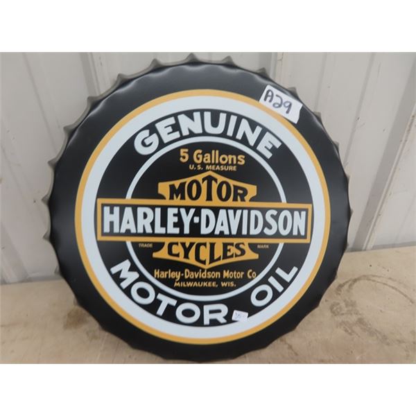 Modern Metal Harley Davidson Sign 16" Rd