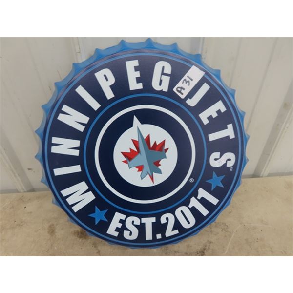 Modern Metal Wpg Jets Sign 16" RD