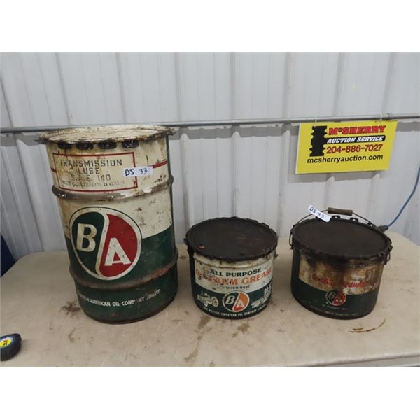3 BA Pails 1) 11 Gal Trans Lune 1) 25LB Farm Grease 1) 25 LB ??Grease