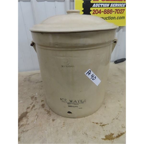 Medalta 5 Gal Crockery Water Cooler w Lid (Clean)