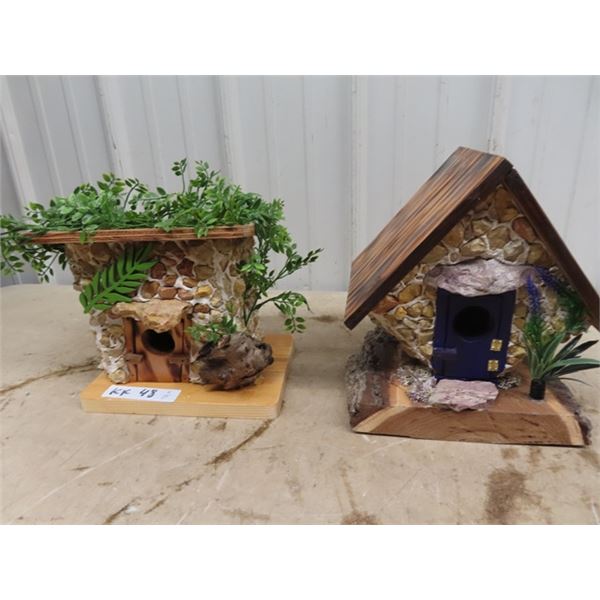 2 - Quality Detailed Bird Houses- Hand Crafted with Opening Doors for Cleaning - Makes A Beautiful G