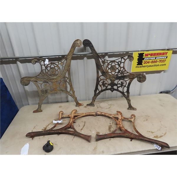 Set of Ornate Bench Ends, & Set of School Desk Casting