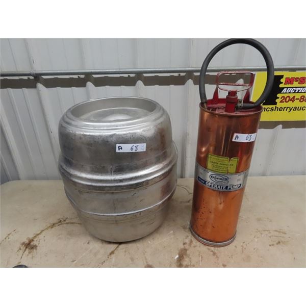 Aluminum Molson Brewing Keg, & Copper Fire Extinguisher